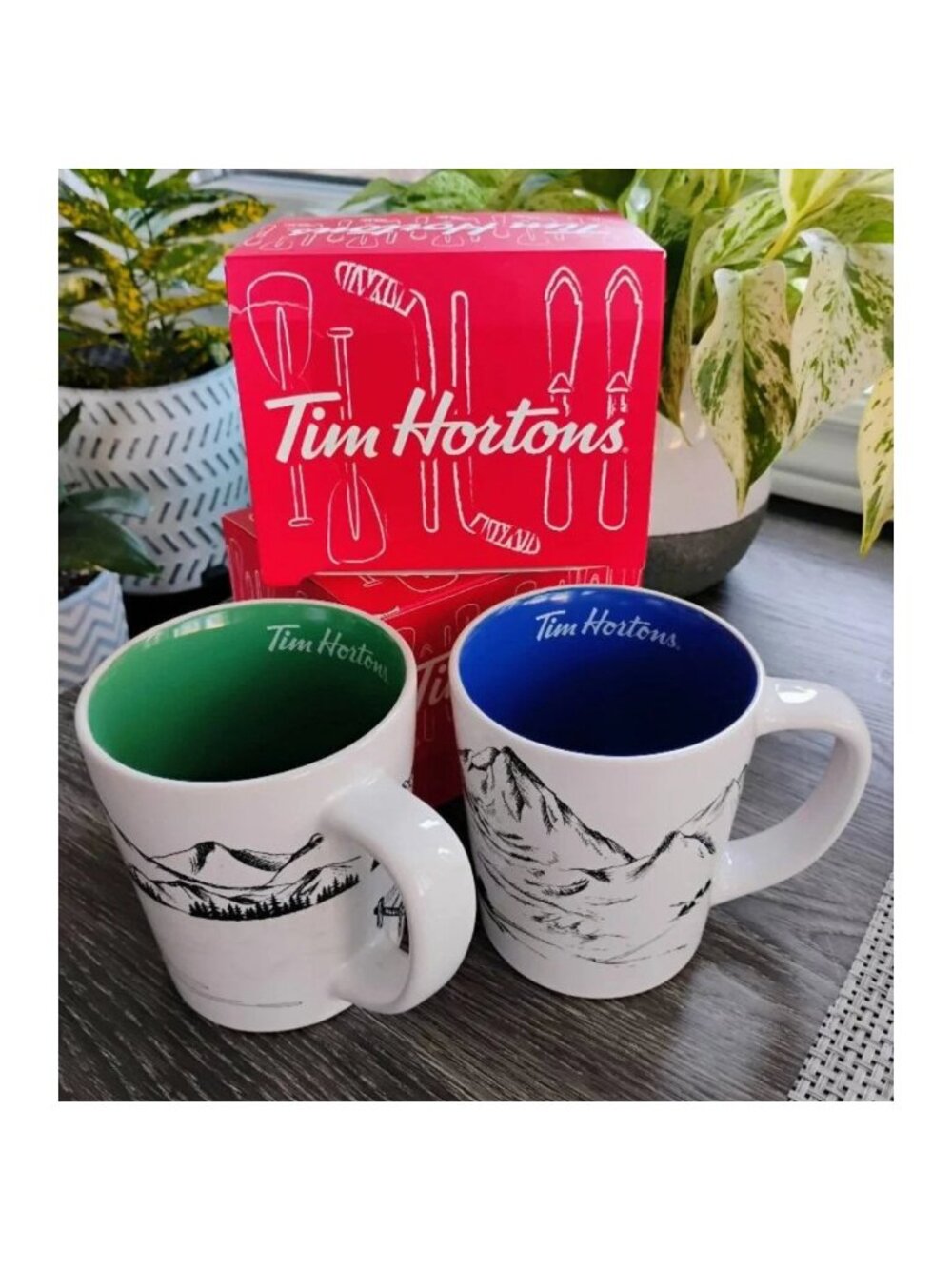 Tim Horton's 2018 Traveller’s Collection Mugs - Canoe & Skis - Set of 2